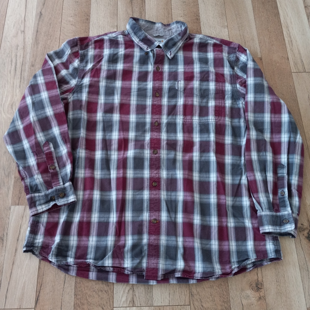 Carhartt Men's Plaid Long Sleeve Button Down Work Shirt